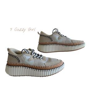 Cozzy Girl Platform Sneakers Size 7 Mesh Whipstitch Chunky Flatform